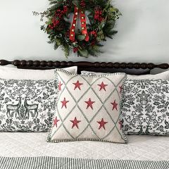 Festive Holiday Embroidered Accent Pillow Set of 2
