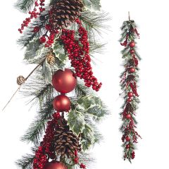 Festive Holiday Iced Berry and Ornament Garland