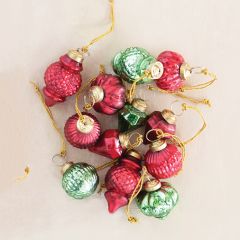 Festive Holiday Mercury Glass Ornaments Boxed Set of 12