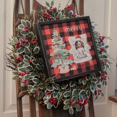 Festive Holiday Merry Doggie Framed Sign