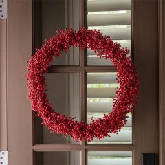Festive Holiday Red Beaded Wreath