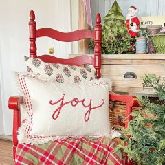 Festive Joy Fringed Embroidered Accent Pillow