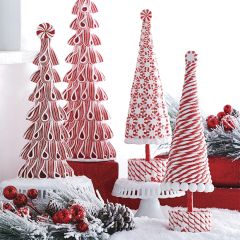 Festive Peppermint Tabletop Tree Set of 2