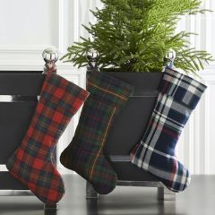 Festive Plaid Christmas Stockings Set of 3