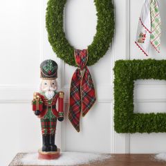 Festive Plaid Fabric Wreath Sash