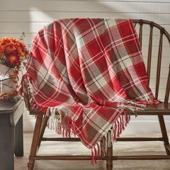 Festive Plaid Fringed Throw Blanket
