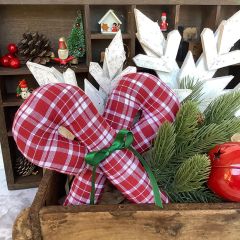 Festive Red Plaid Candy Cane Set of 2