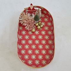 Festive Star Pattern Oval Tray