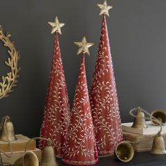 Festive Topiary Tree With Gold Star Set of 3