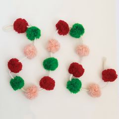 Festive Tri Color Pom Pom Garland