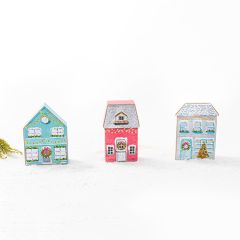 Festive Village Block House Set of 3