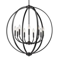 Matte Black 9 Light Chandelier