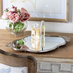 Filigree Mirrored Tray With Handles