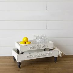 Finial Footed Box Tray Set of 2