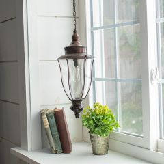 Finial Top Metal and Glass Pendant Light