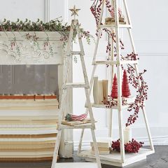 Fir Wood Tiered Christmas Display Shelf Large