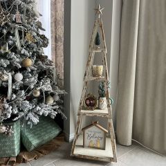 Fir Wood Tiered Christmas Shelf Small