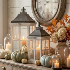 Fir Wood Windowpane Lantern Set of 2
