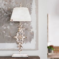 Fir Wood With Iron Sculpture Lamp