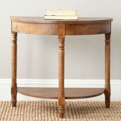 Firewood Finish Demilune Console Table