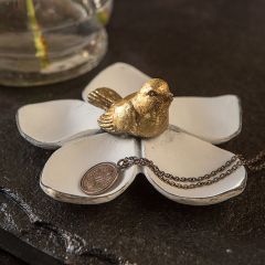 Five Petal Bird on Flower Trinket Dish