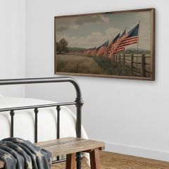 Flags In Field Fence Framed Wall Decor