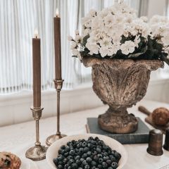 Flameless Beige Taper Candles Set of 2