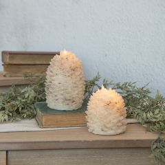 Flameless Cream Pinecone Candle