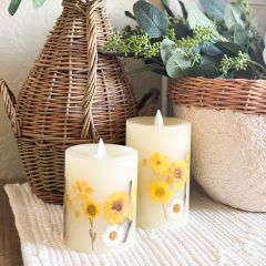 Flameless Floral Pillar Candle