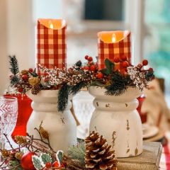 Flameless Gingham Candle 5 Inch