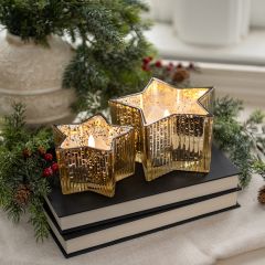 Flameless Gold Mercury Glass Star Candle