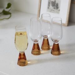 Flared Amber Stem Champagne Glass