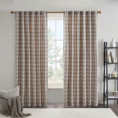 Fleece Lined Plaid Curtain Panel 50x84 Set of 2