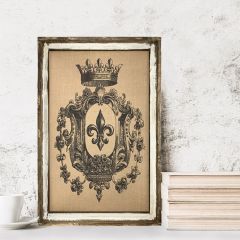 Fleur De Lis Framed Burlap Wall Art