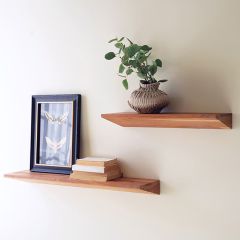 Floating Wood Ledge Shelf Set of 2