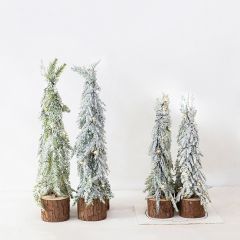 Flocked LED Tabletop Tree Set of 4