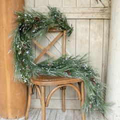 Flocked Mixed Pine and Cedar Garland