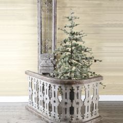 Flocked Pine Tree On Metal Stand 5 Foot