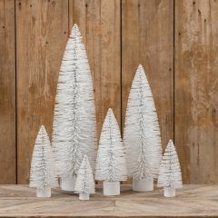 Flocked White Bottlebrush Tree