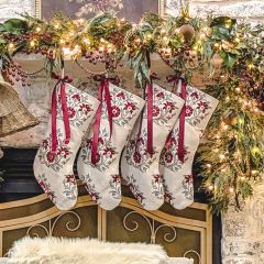 Floral Block Print Christmas Stocking