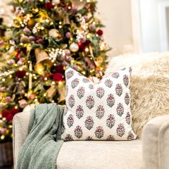 Floral Block Print Throw Pillow