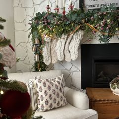 Floral Block Print Throw Pillow