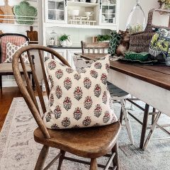 Floral Block Print Throw Pillow