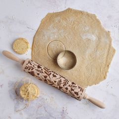 Floral Embossed Wood Rolling Pin