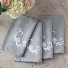 Floral Embroidered Linen Napkin
