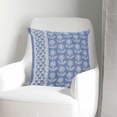 Floral Fields Denim Square Throw Pillow