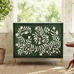 Floral Front Green Accent Cabinet