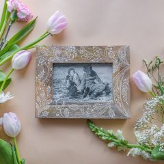 Floral Henna Wood Photo Frame