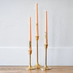 Floral Inlaid Taper Candle Set of 3