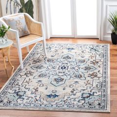 Floral Medallion Ivory/Light Blue Area Rug